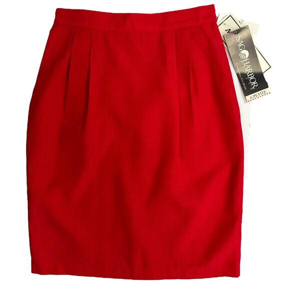 2/$15 NWT Vintage Sag Harbor Pleated Pencil Skirt Red Classic Petite Size 6P - Picture 2 of 6